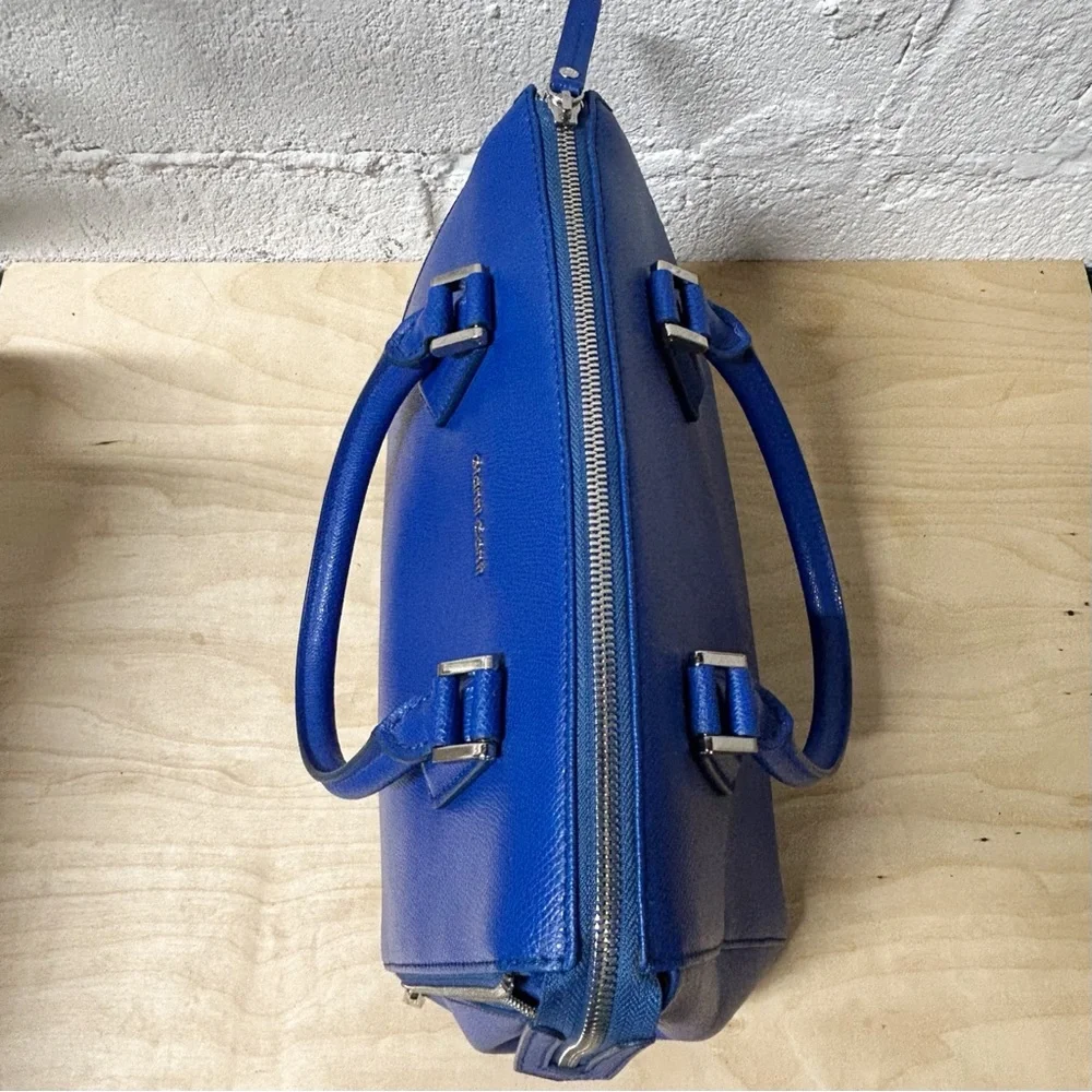 Gianni Conti Satchel Genuine Safiano Leather Handbag Cobalt Blue NWOT